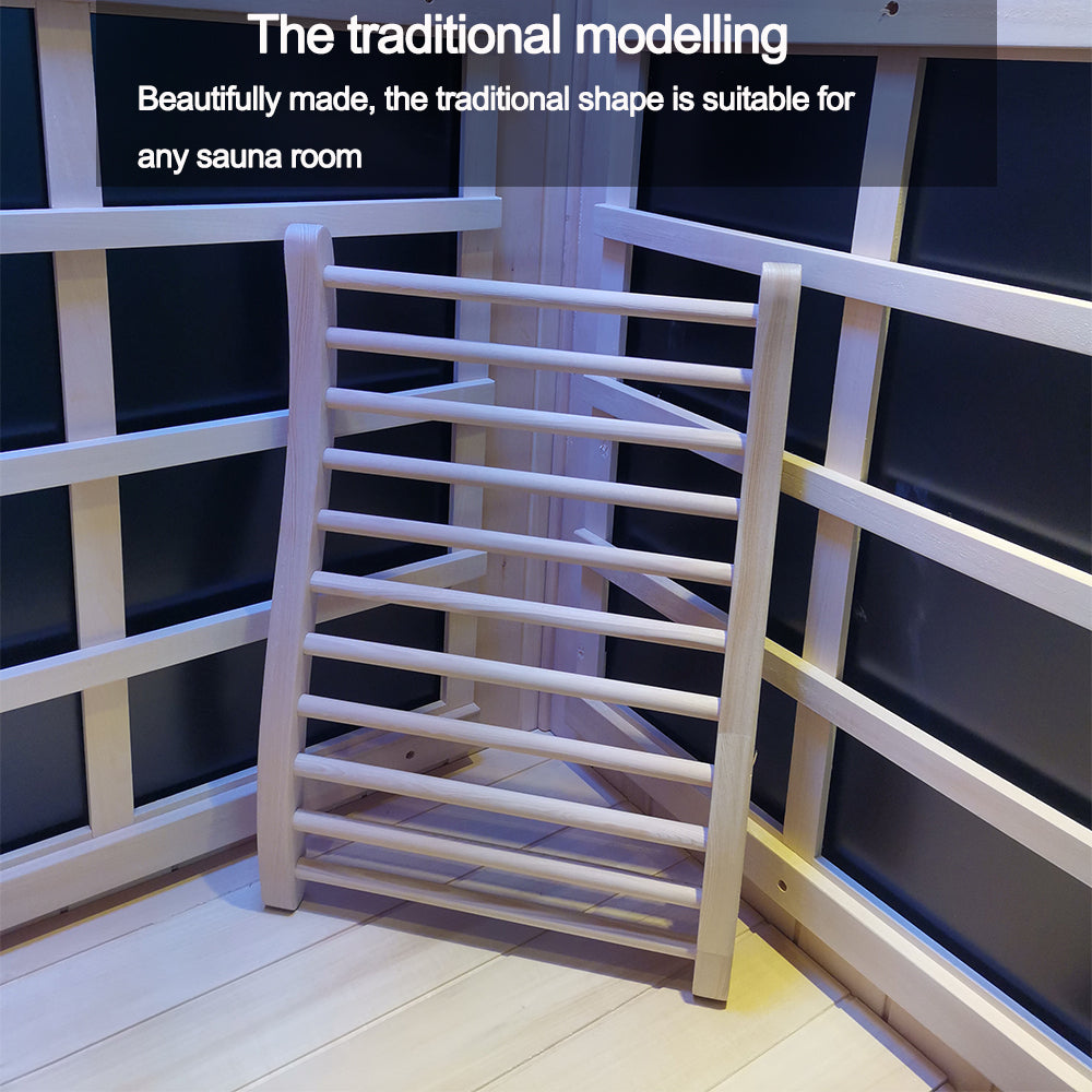 Hemlock Round Stick Sauna Backrest with Ergonomic Support - Natural Wood, photo 2 of 5