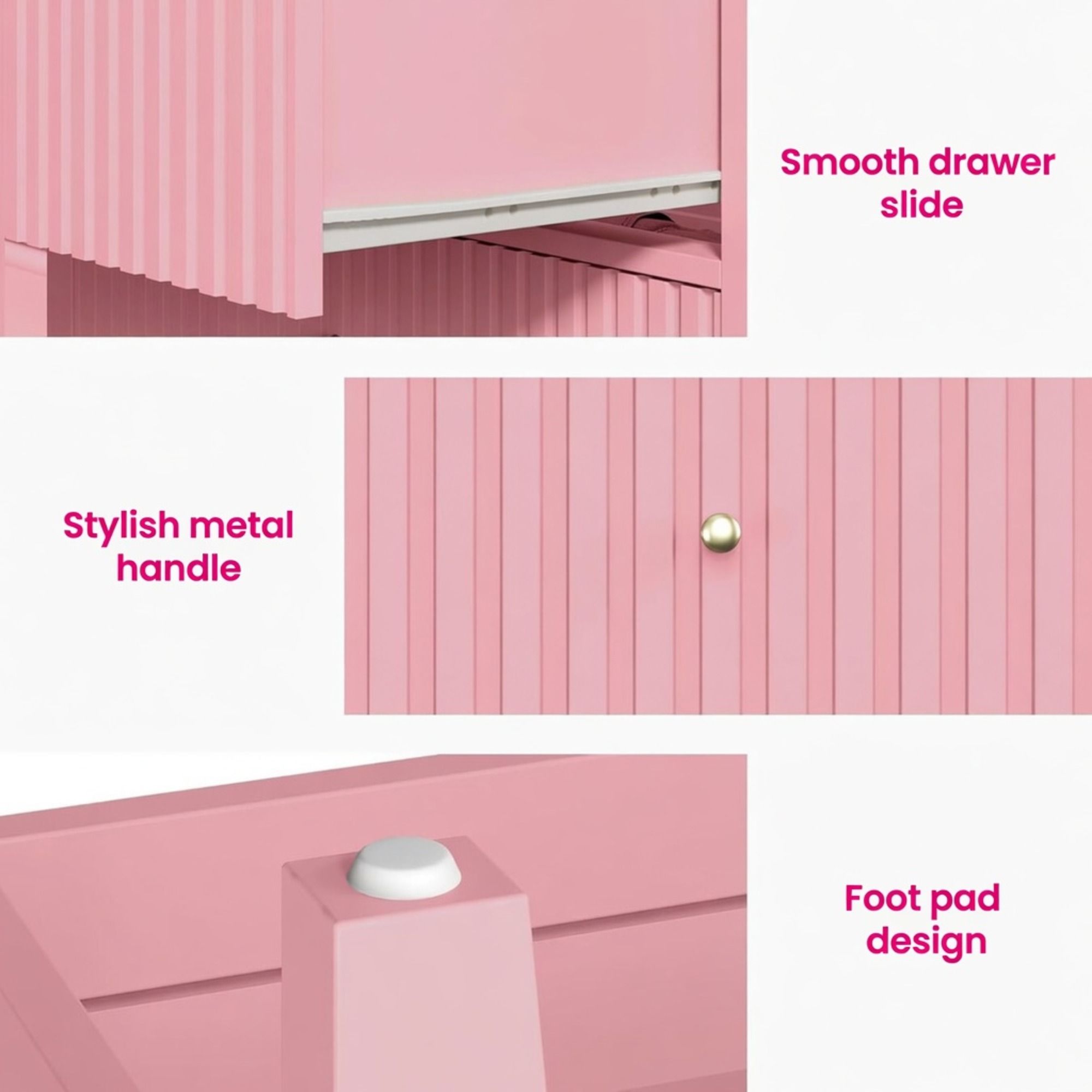 Fluted 3 Drawer Nightstand With Soft Close Slides by HouseOfZazla