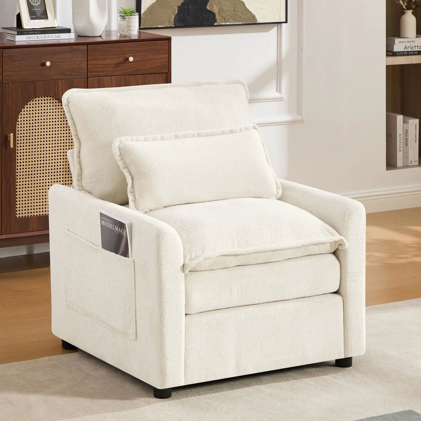 Modern Single Seat Accent Chair With Side Storage Pockets by HouseOfZazla