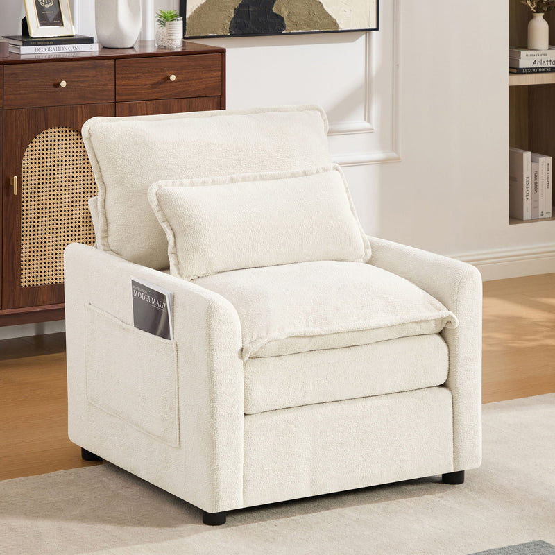 Modern Single Seat Accent Chair With Side Storage Pockets by HouseOfZazla