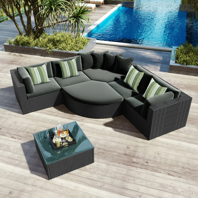 GO 7-Piece Outdoor Wicker Sofa Set by HouseOfZazla