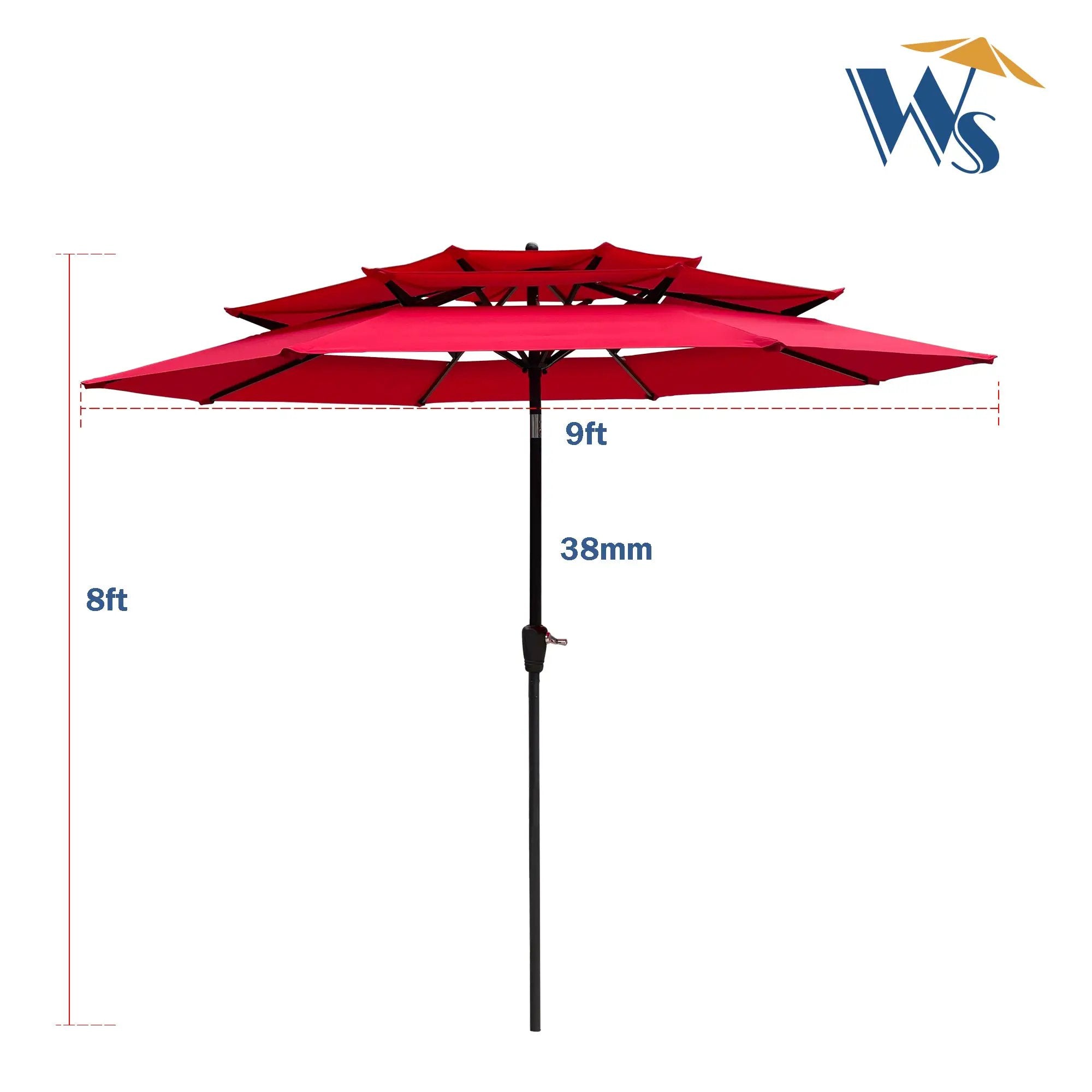 9Ft 3-Tiers Outdoor Patio Umbrella with Crank and Tilt by HouseOfZazla