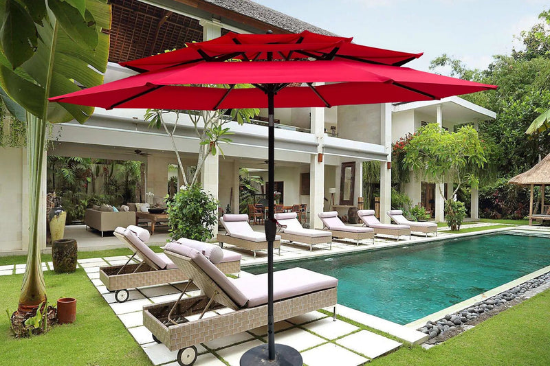 9Ft 3-Tiers Outdoor Patio Umbrella with Crank and Tilt by HouseOfZazla