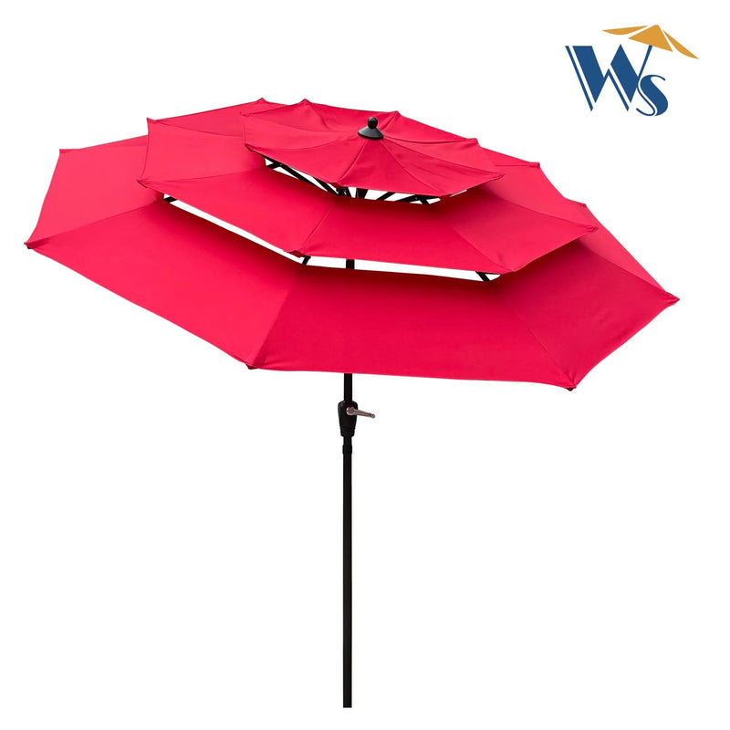 9Ft 3-Tiers Outdoor Patio Umbrella with Crank and Tilt by HouseOfZazla