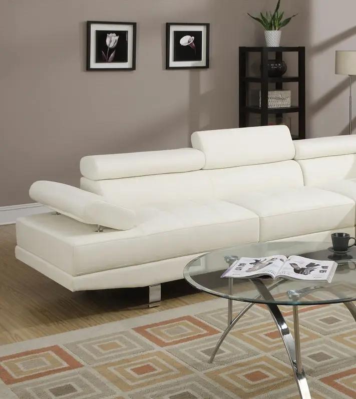 White Color Sectional Living Room Furniture Faux Leather by HouseOfZazla