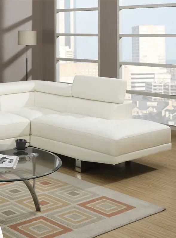 White Color Sectional Living Room Furniture Faux Leather by HouseOfZazla