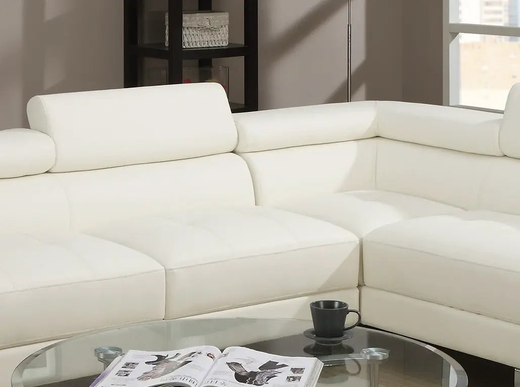 White Color Sectional Living Room Furniture Faux Leather by HouseOfZazla
