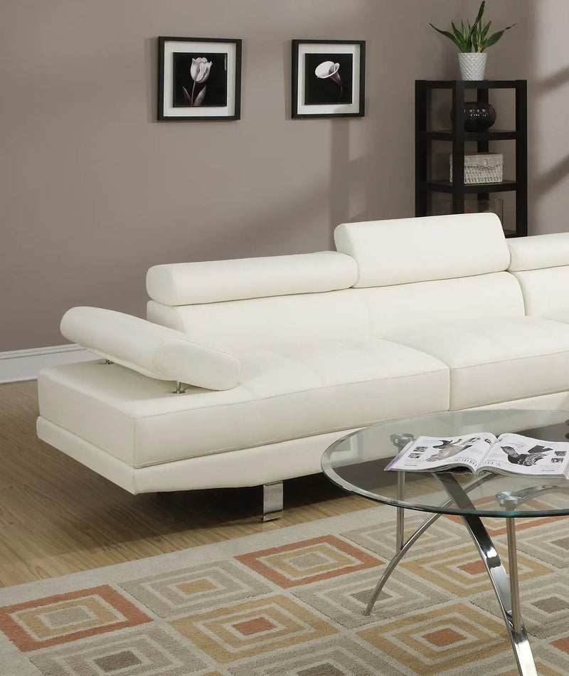 White Color Sectional Living Room Furniture Faux Leather by HouseOfZazla