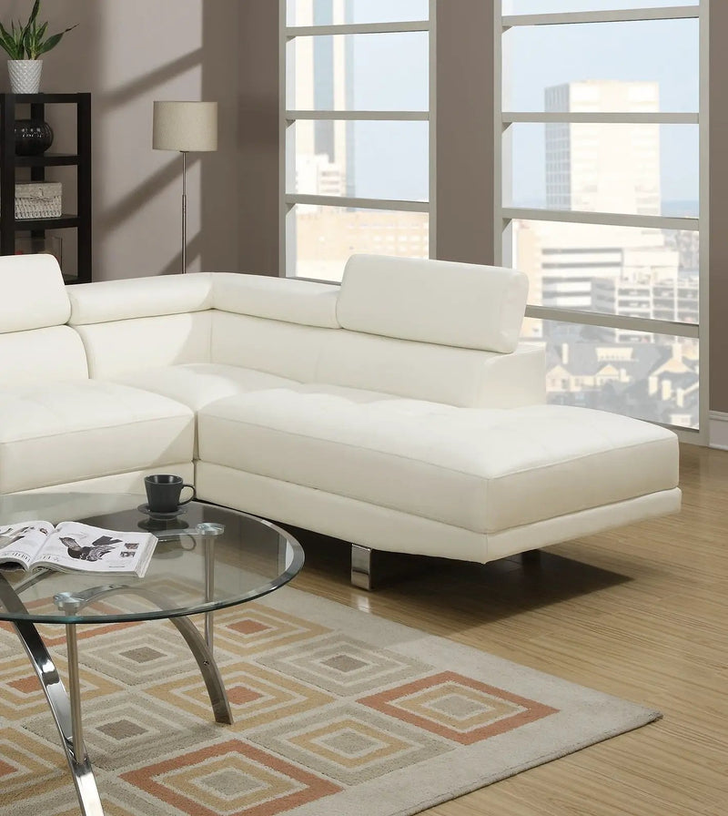 White Color Sectional Living Room Furniture Faux Leather by HouseOfZazla