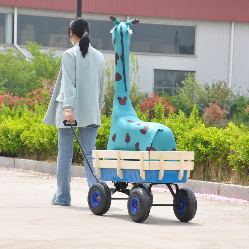 Outdoor Wagon All Terrain Pulling Wood Railing Air Tires Garden Cart by HouseOfZazla