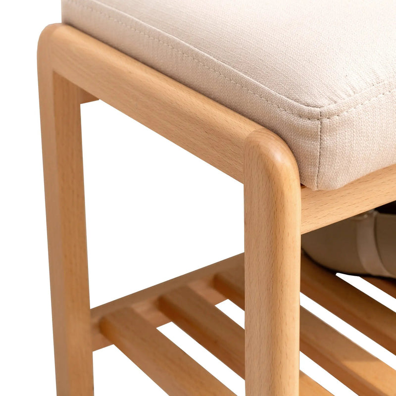 Natural Solid Wood Shoe Bench with High Rebound Sponge Cushion by HouseOfZazla