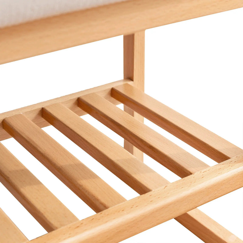 Natural Solid Wood Shoe Bench with High Rebound Sponge Cushion by HouseOfZazla