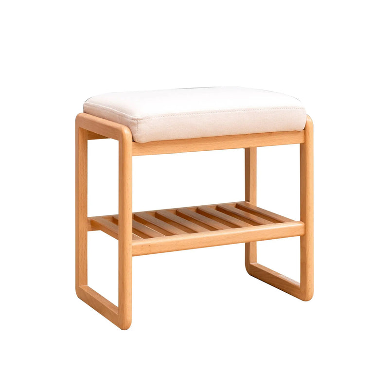 Natural Solid Wood Shoe Bench with High Rebound Sponge Cushion by HouseOfZazla