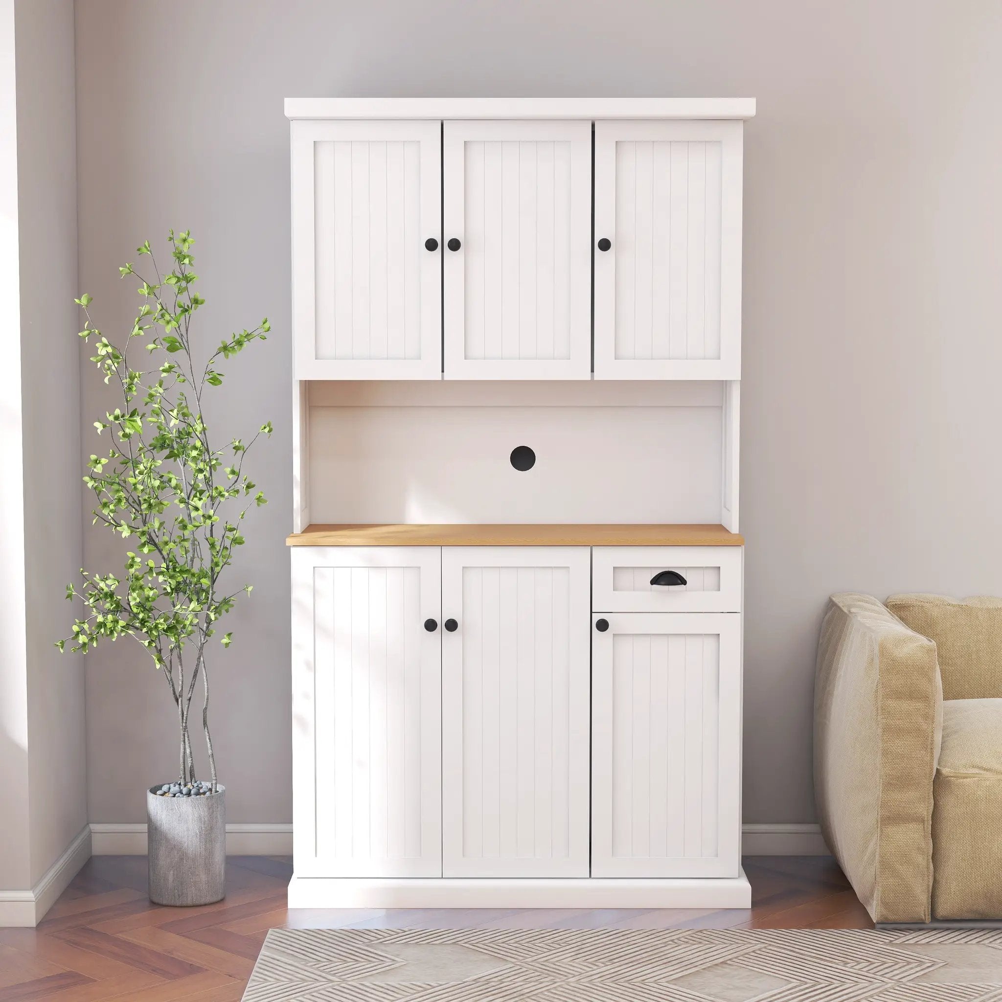 71" Kitchen Pantry Storage Cabinet with Microwave Oven Countertop by HouseOfZazla