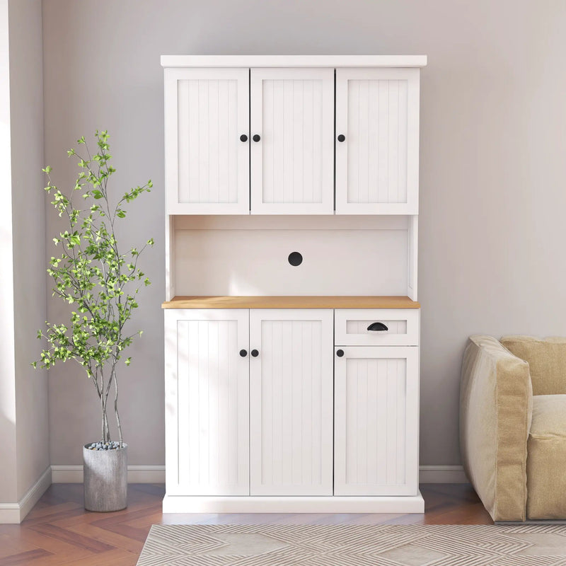 71" Kitchen Pantry Storage Cabinet with Microwave Oven Countertop by HouseOfZazla