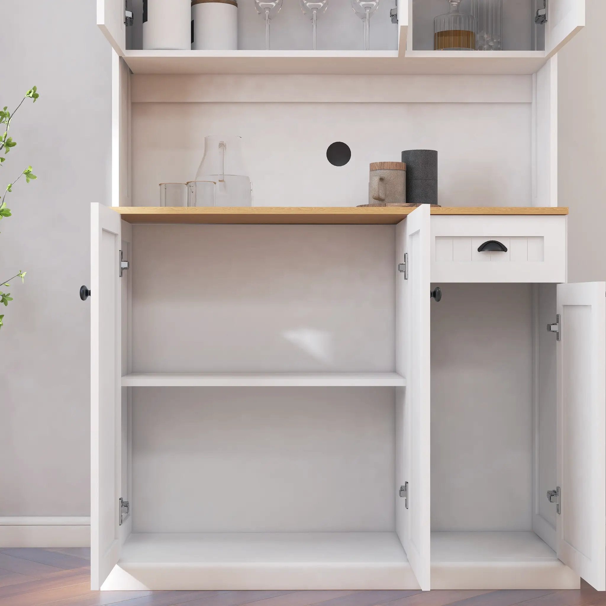 71" Kitchen Pantry Storage Cabinet with Microwave Oven Countertop by HouseOfZazla