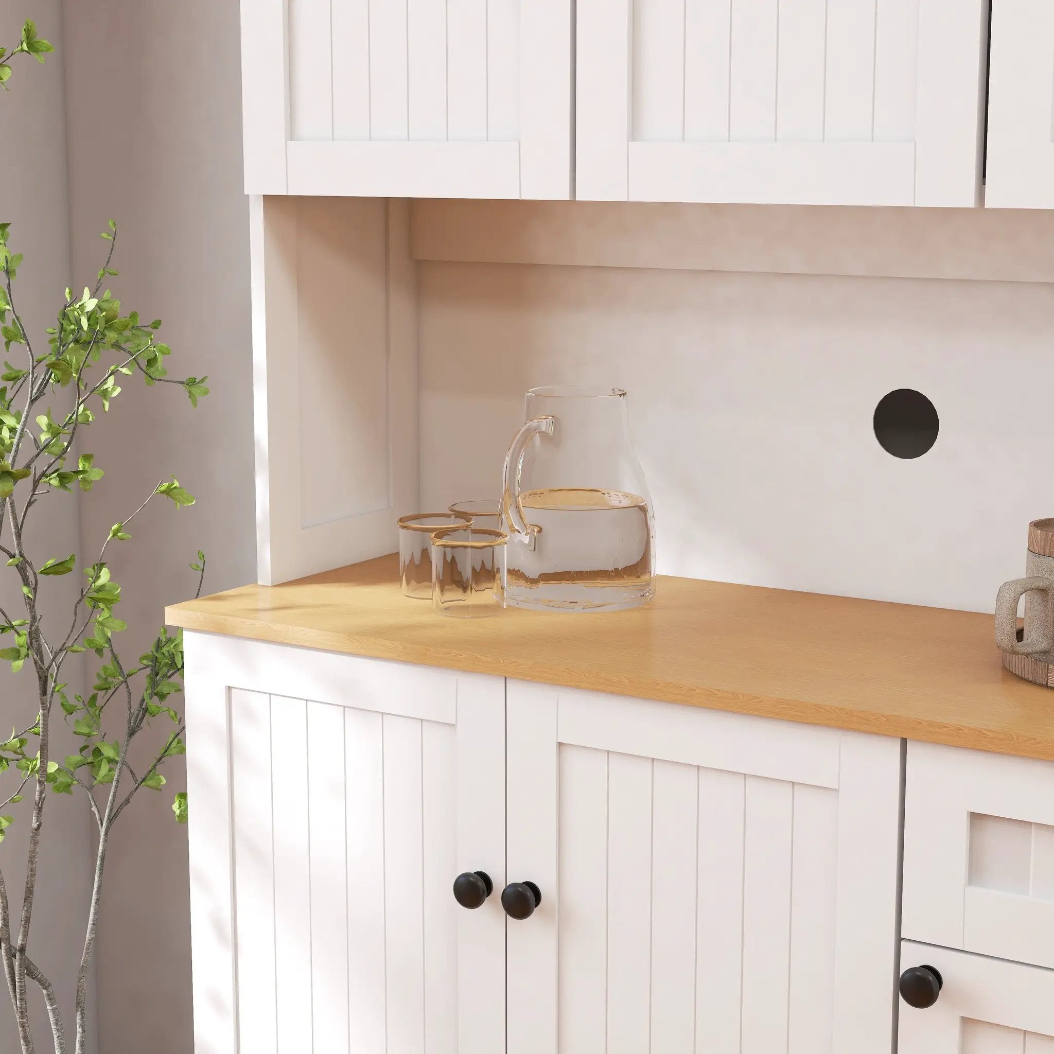 71" Kitchen Pantry Storage Cabinet with Microwave Oven Countertop by HouseOfZazla