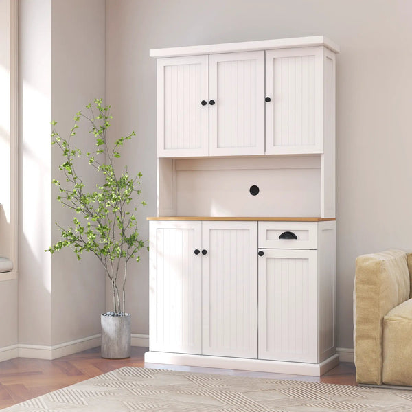 71" Kitchen Pantry Storage Cabinet with Microwave Oven Countertop
