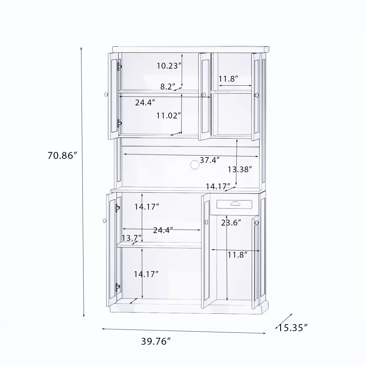 71" Kitchen Pantry Storage Cabinet with Microwave Oven Countertop by HouseOfZazla