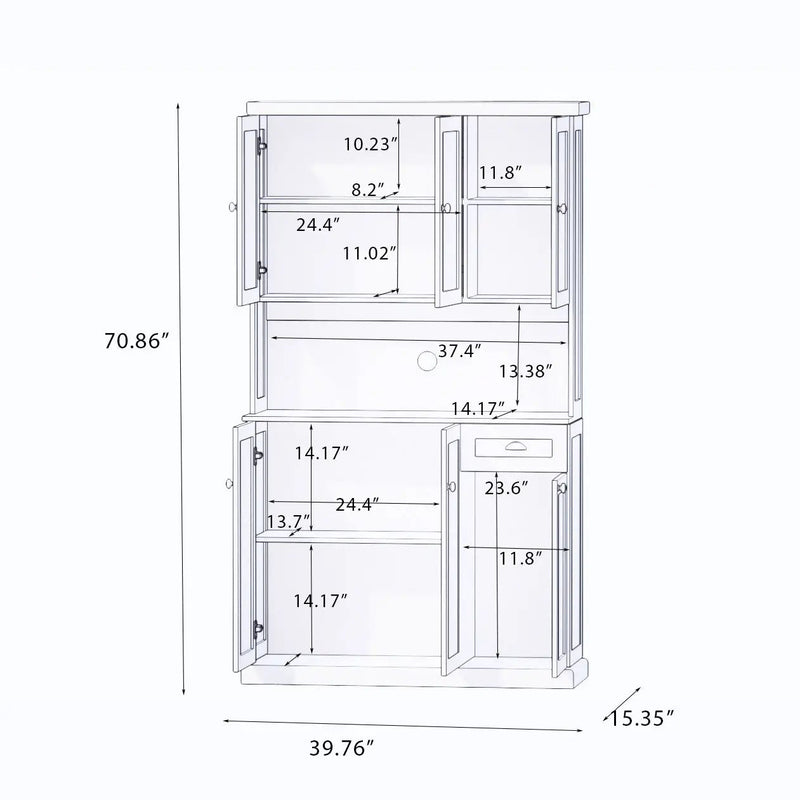 71" Kitchen Pantry Storage Cabinet with Microwave Oven Countertop by HouseOfZazla