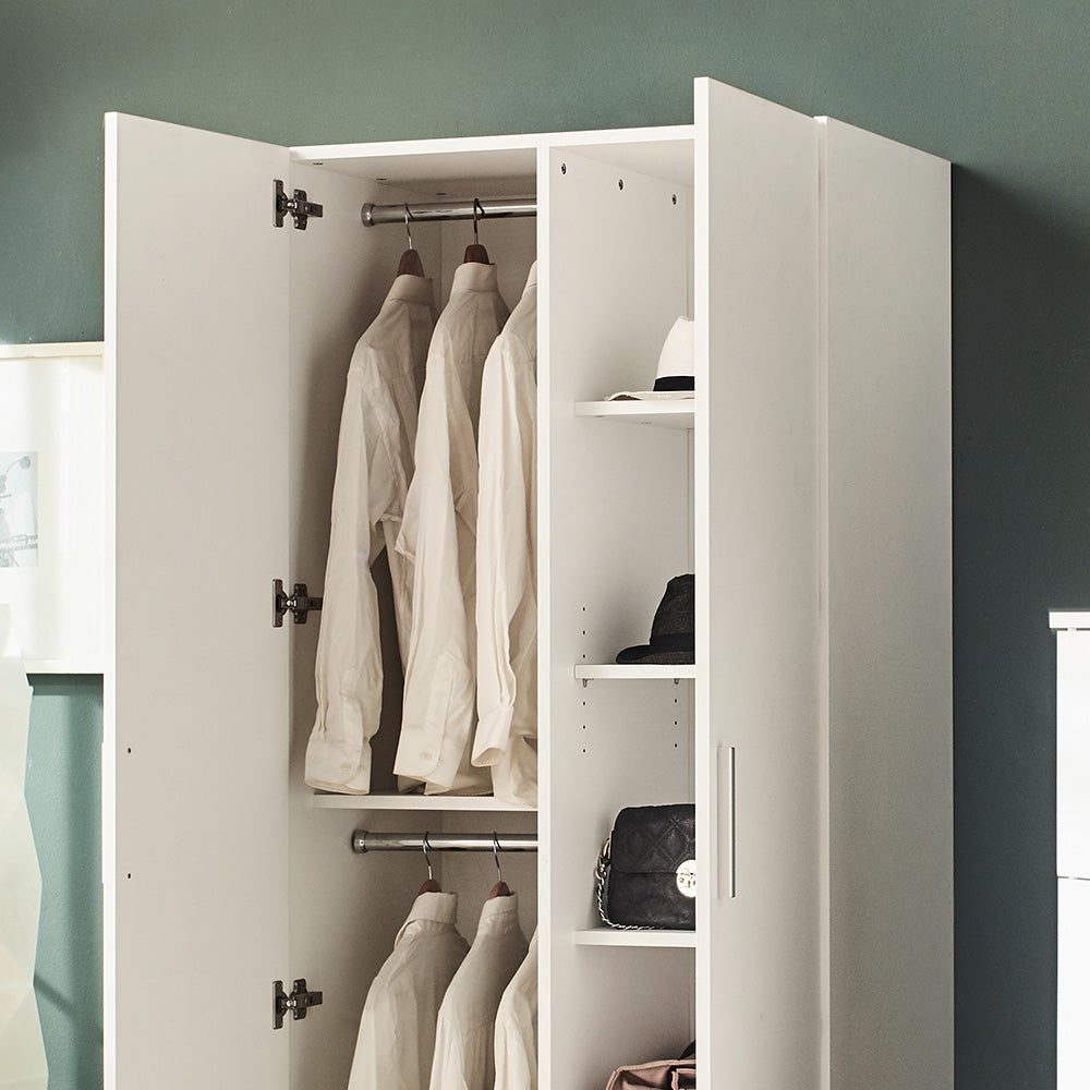 Viviane Contemporary Wood Closet with Hanging Bars and Five Shelves by HouseOfZazla