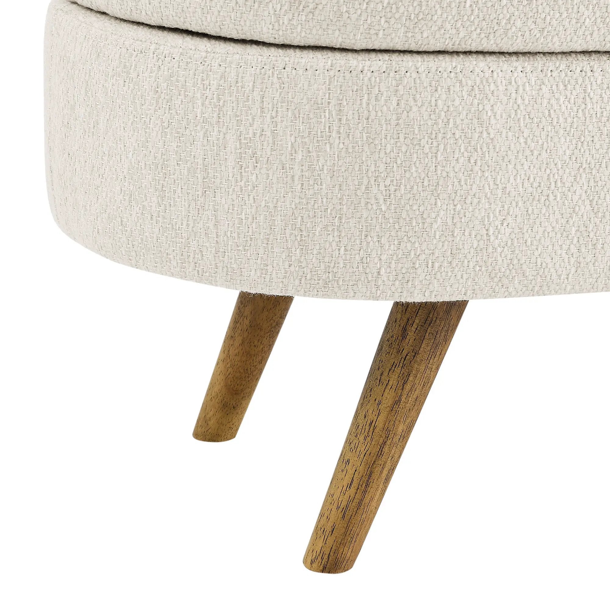 Ottoman Oval Storage Bench, Rubber Wood Legs, Beige (43.5"x16"x16") by HouseOfZazla