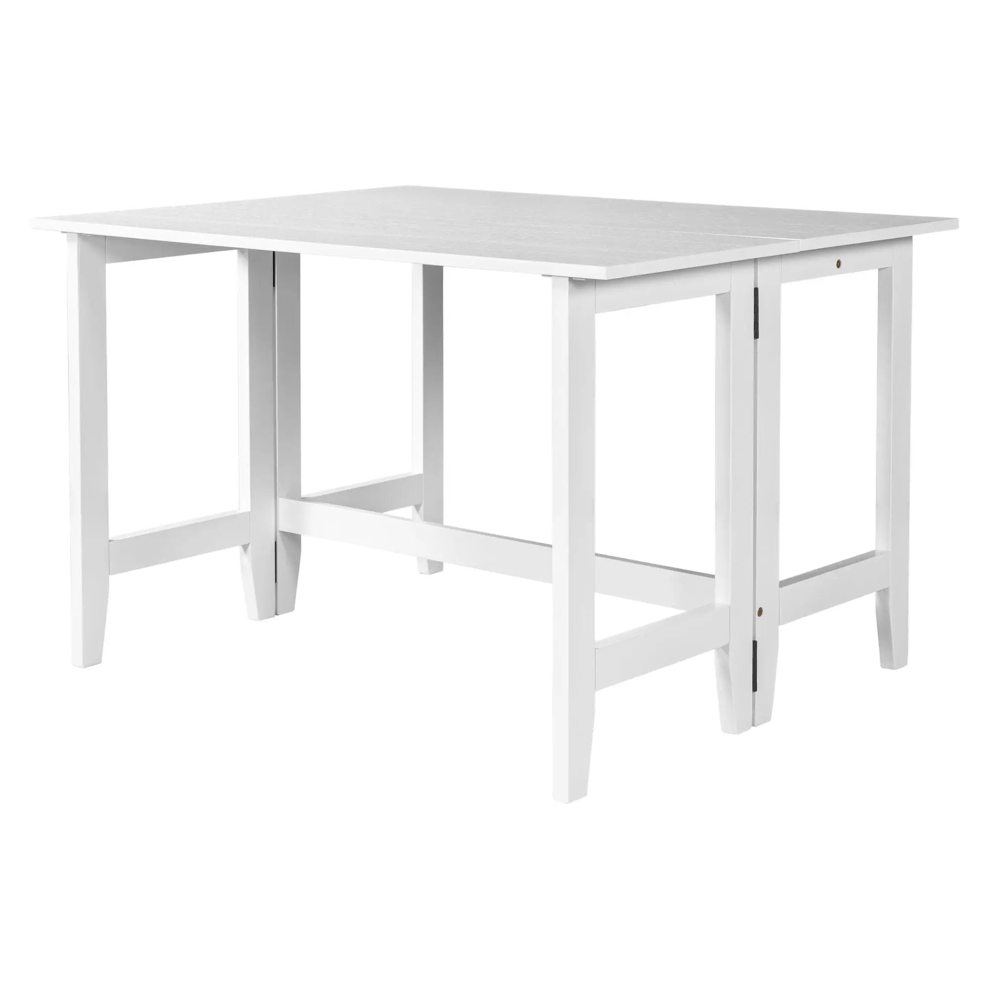 Topmax Farmhouse Wood Extendable Dining Table with Drop Leaf - White by HouseOfZazla