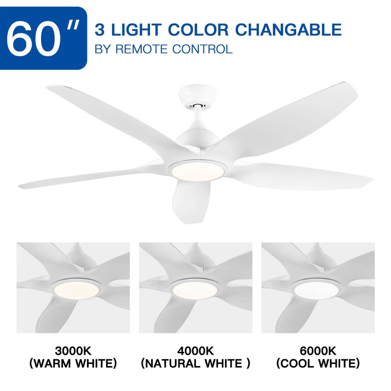 Modern 60-Inch Integrated LED Ceiling Fan Lighting by HouseOfZazla