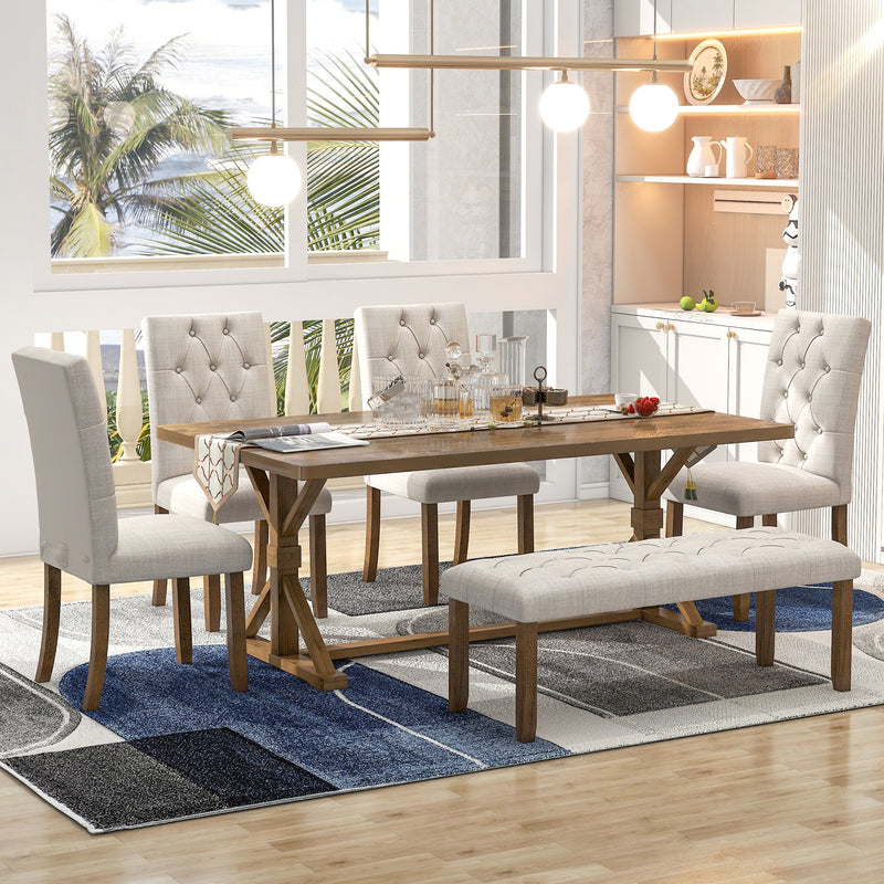 TREXM 6-Piece Farmhouse Dining Table Set by HouseOfZazla