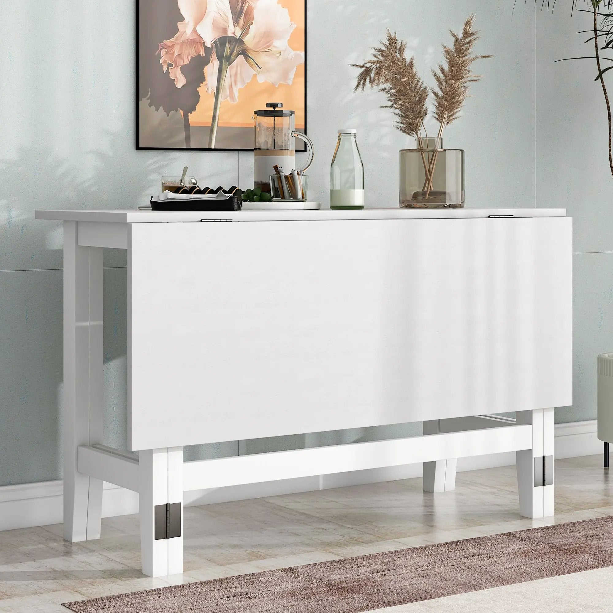 Topmax Farmhouse Wood Extendable Dining Table with Drop Leaf - White by HouseOfZazla