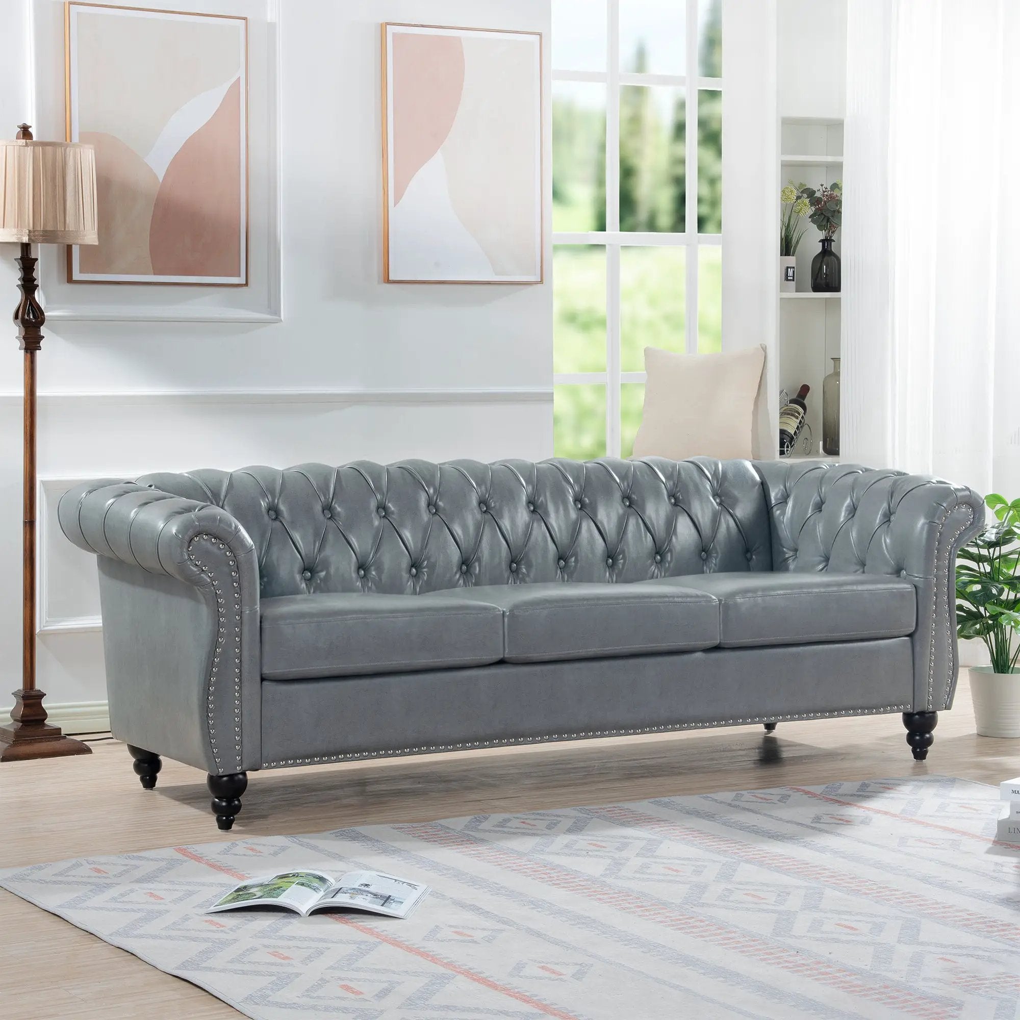 Rolled Arm Chesterfield 3 Seater Sofa by HouseOfZazla