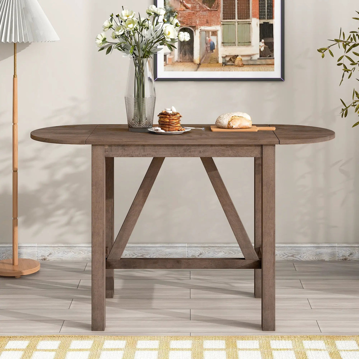 TOPMAX 3-Piece Wood Counter Height Drop Leaf Dining Table Set with 2 Upholstered Chairs by HouseOfZazla