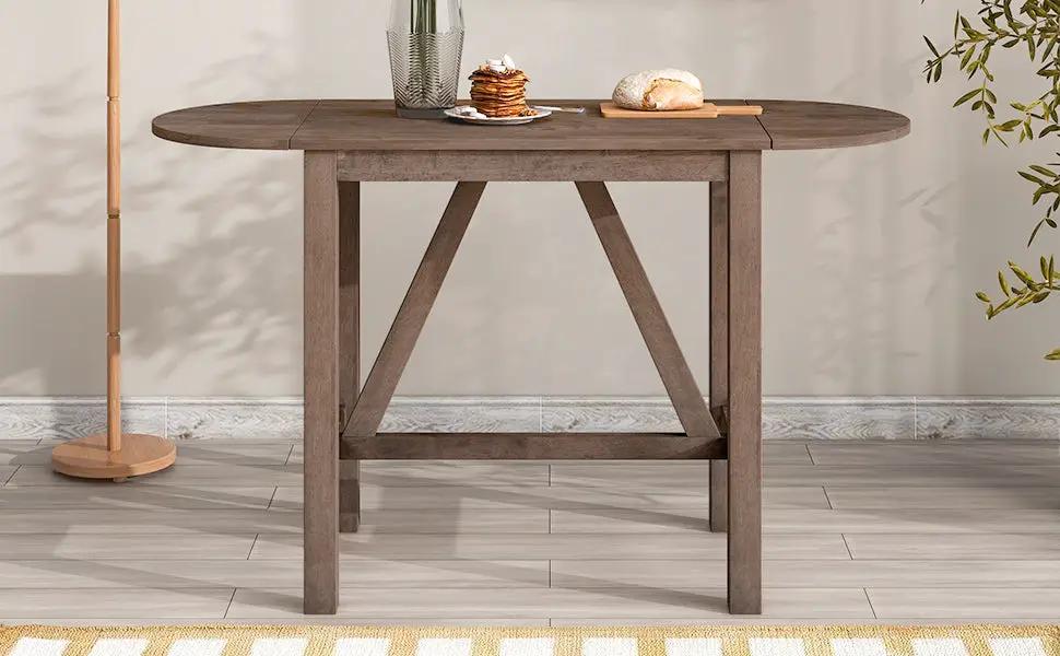 TOPMAX 3-Piece Wood Counter Height Drop Leaf Dining Table Set with 2 Upholstered Chairs by HouseOfZazla