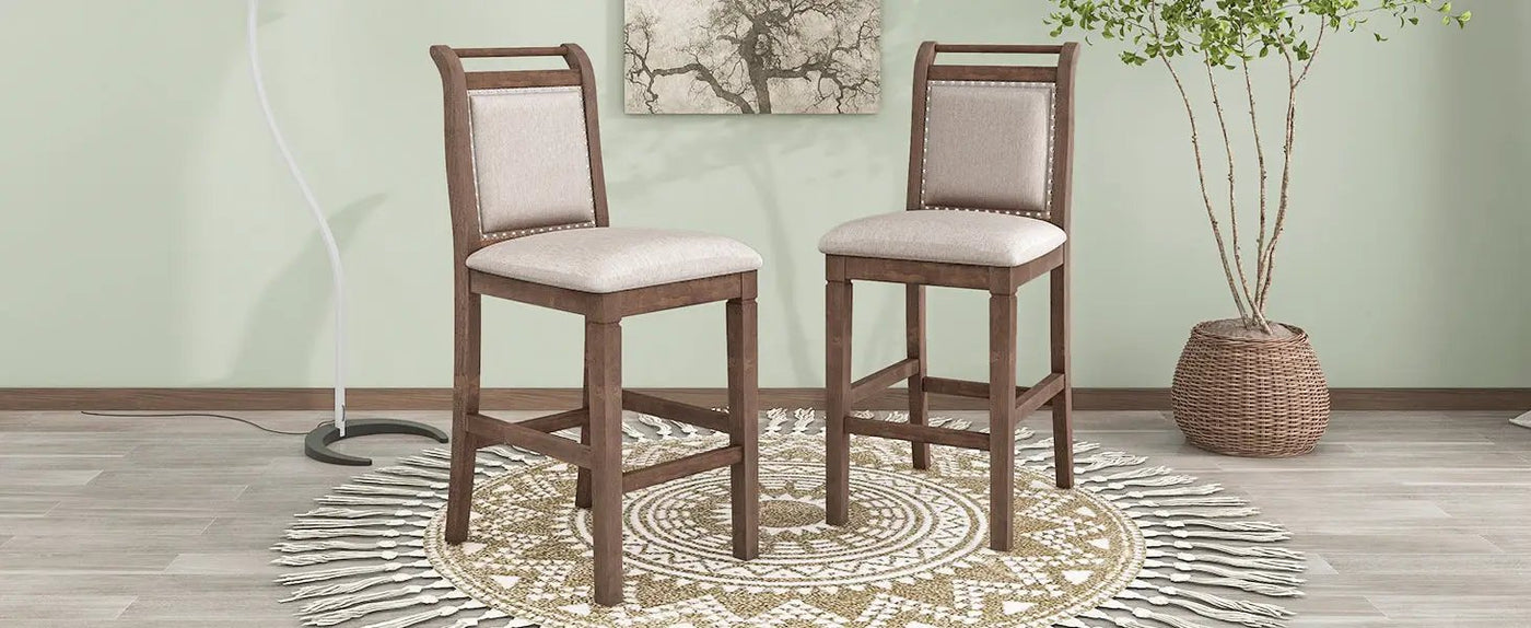 TOPMAX 3-Piece Wood Counter Height Drop Leaf Dining Table Set with 2 Upholstered Chairs by HouseOfZazla