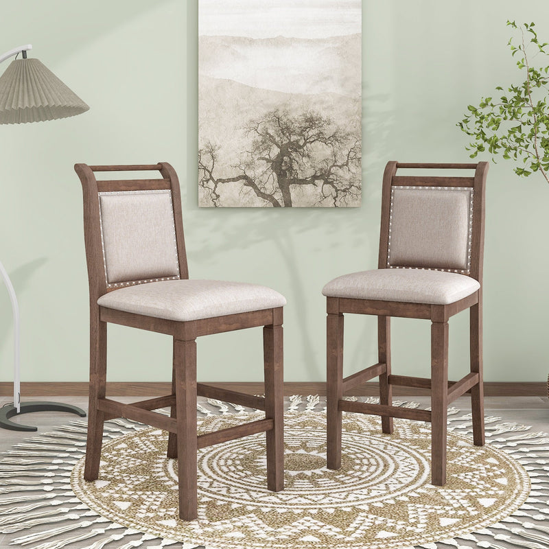 TOPMAX 3-Piece Wood Counter Height Drop Leaf Dining Table Set with 2 Upholstered Chairs by HouseOfZazla