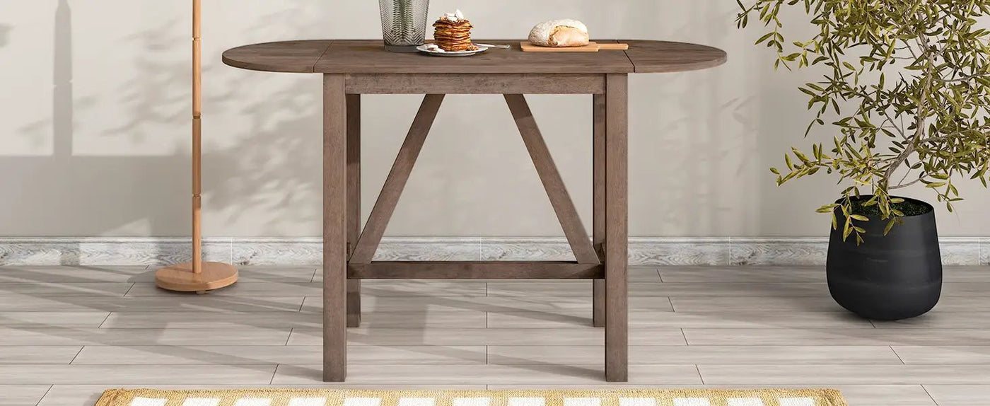TOPMAX 3-Piece Wood Counter Height Drop Leaf Dining Table Set with 2 Upholstered Chairs by HouseOfZazla