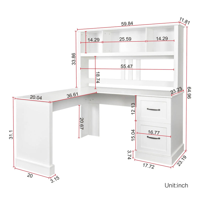 Home Office Computer Desk with Hutch, Antiqued by HouseOfZazla