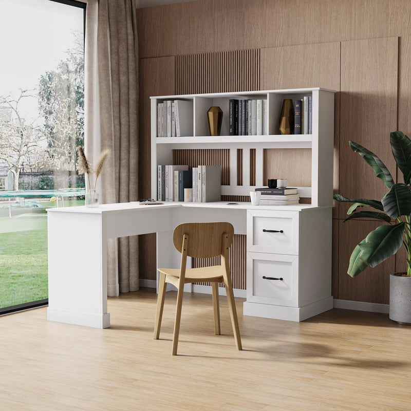 Home Office Computer Desk with Hutch, Antiqued by HouseOfZazla