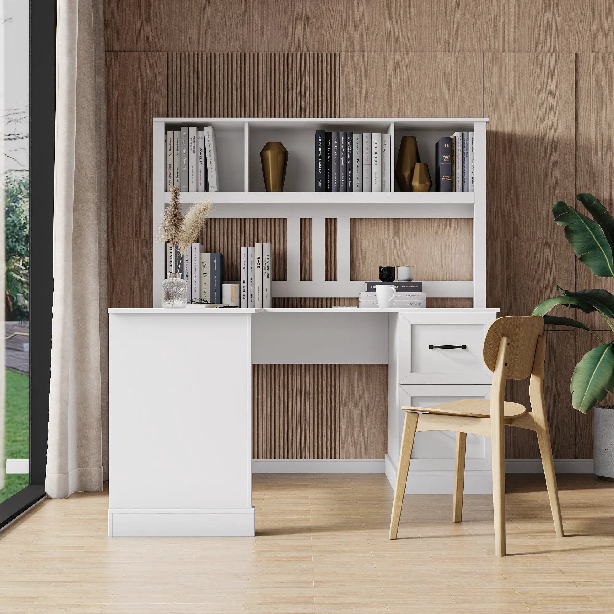 Home Office Computer Desk with Hutch, Antiqued by HouseOfZazla