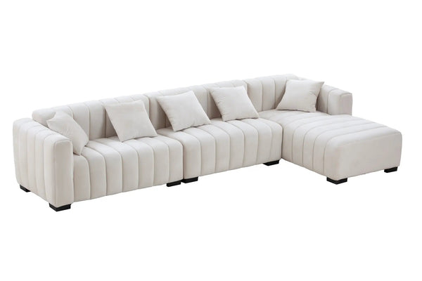 L-Shape Sectional Sofa with Deep Tufted Velvet Upholstered Right Chaise Modular Sofa, photo 2 of 10
