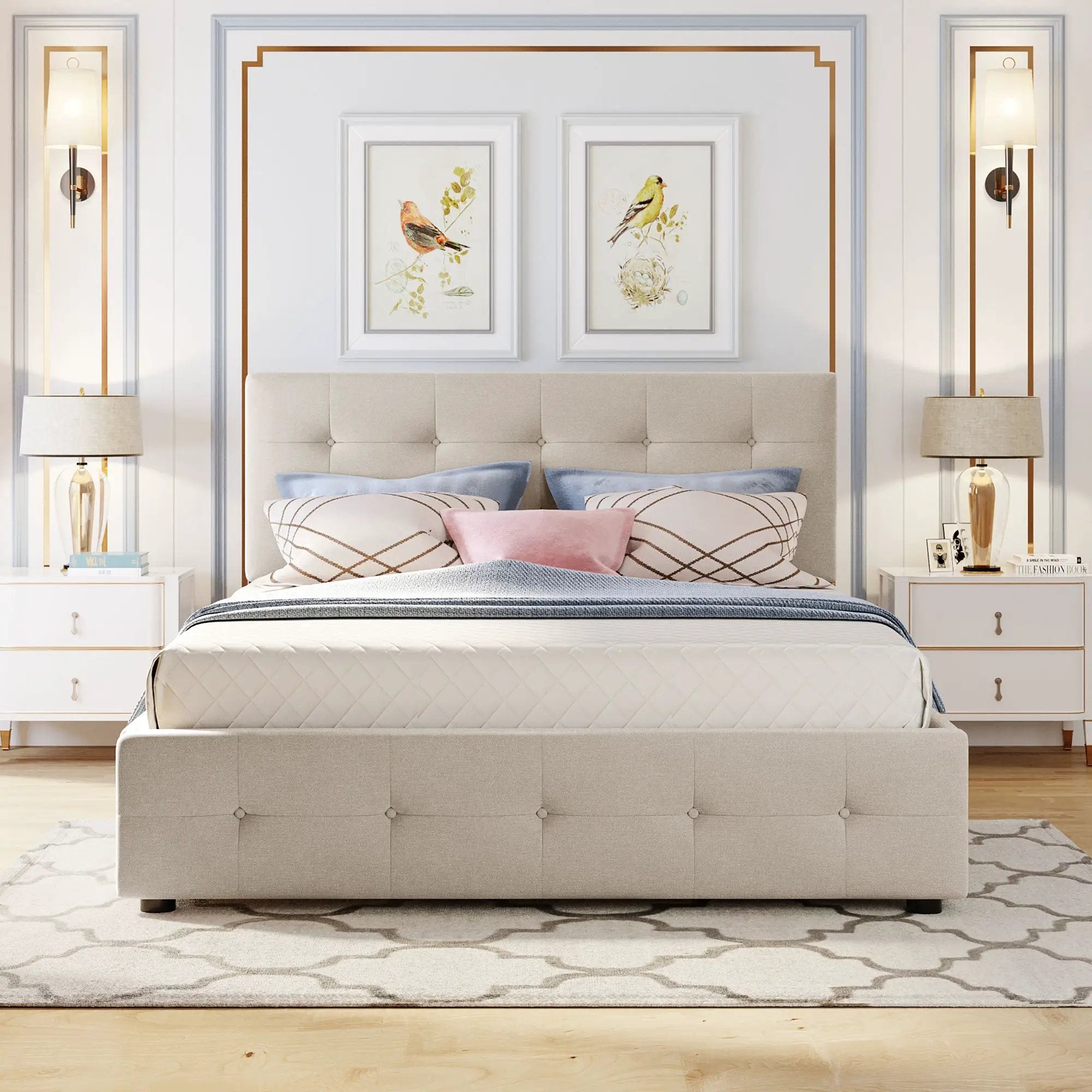 Upholstered Platform Bed with 2 Drawers and 1 Twin XL Trundle by HouseOfZazla