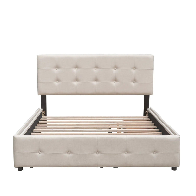 Upholstered Platform Bed with 2 Drawers and 1 Twin XL Trundle by HouseOfZazla
