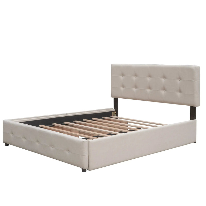 Upholstered Platform Bed with 2 Drawers and 1 Twin XL Trundle by HouseOfZazla