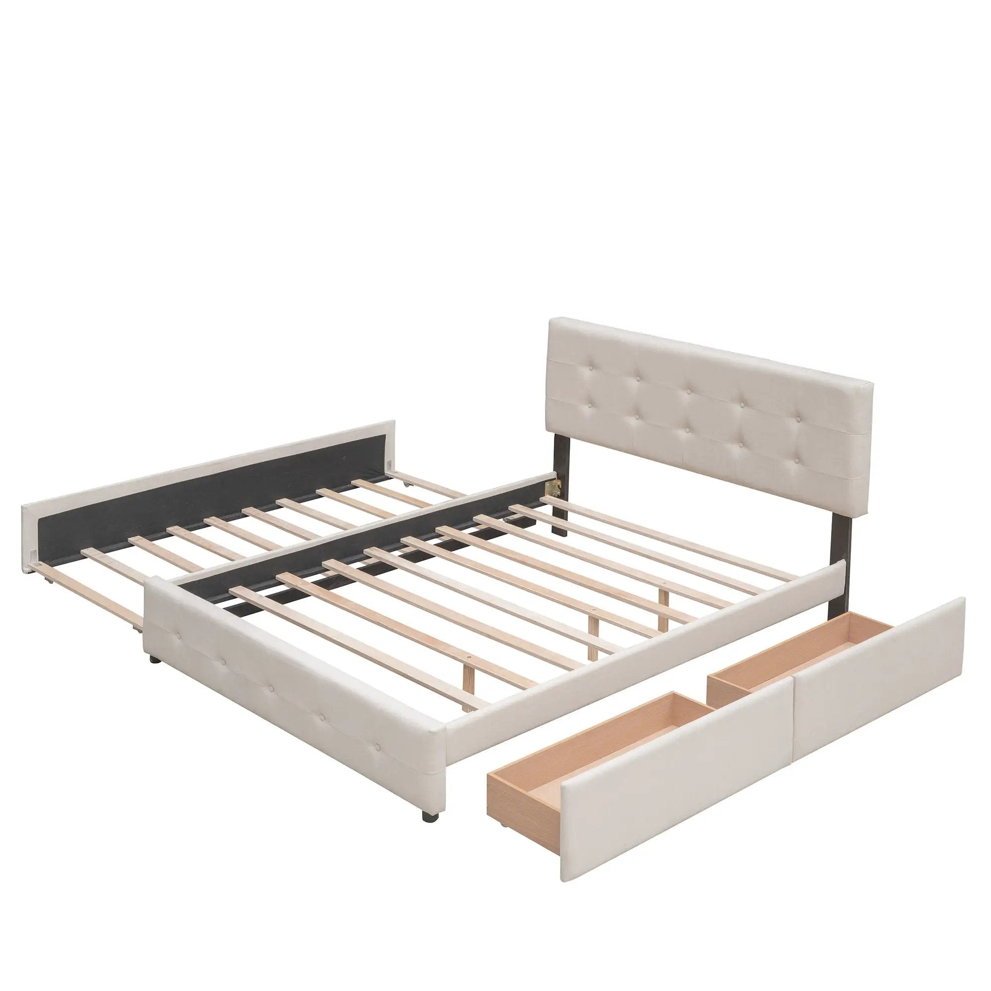 Upholstered Platform Bed with 2 Drawers and 1 Twin XL Trundle by HouseOfZazla