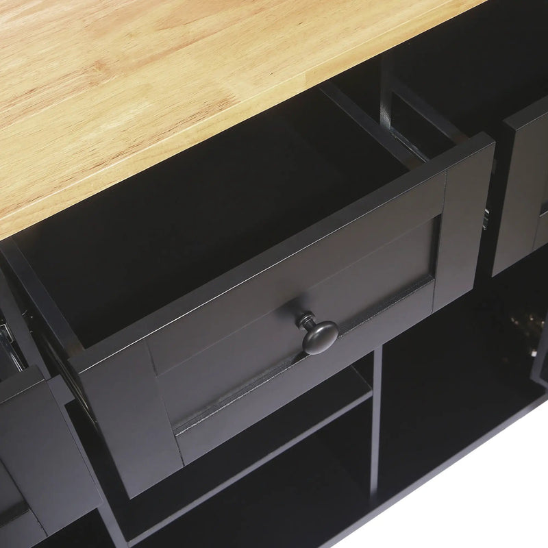 Rubber Wood Drop-Leaf Kitchen Cart with Storage by HouseOfZazla