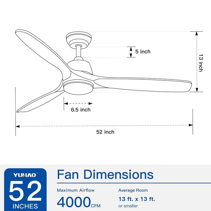 YUHAO 52-Inch Integrated LED Ceiling Fan with Remote Control by HouseOfZazla