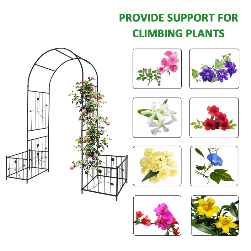 Metal Garden Arch with Two Plant Stands by HouseOfZazla