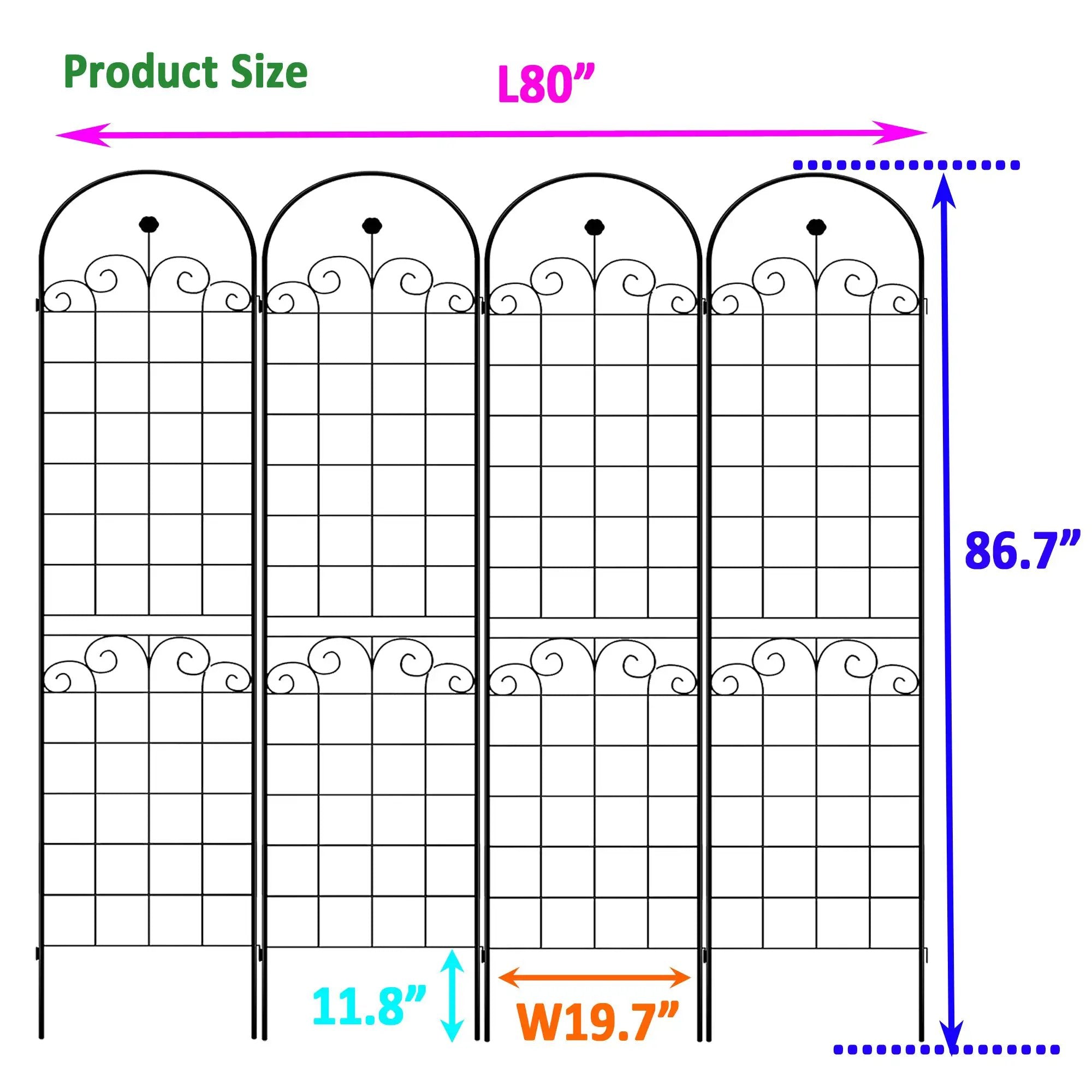 4 Pack Metal Garden Trellis for Climbing Plants by HouseOfZazla