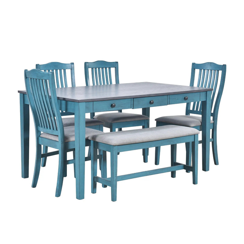 TOPMAX Mid-Century 6-Piece Wood Dining Table Set by HouseOfZazla