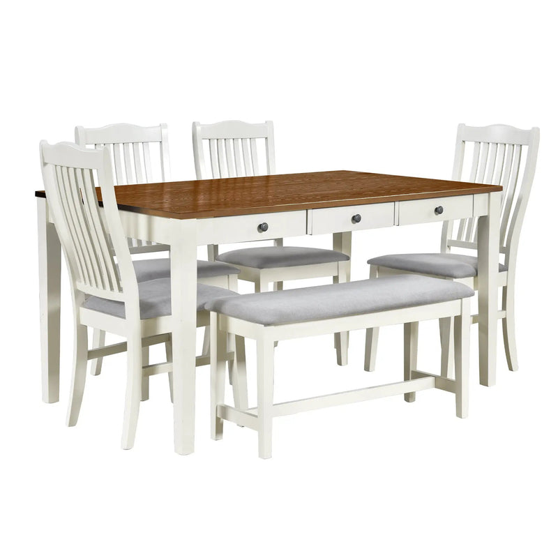 TOPMAX Mid-Century 6-Piece Wood Dining Table Set by HouseOfZazla
